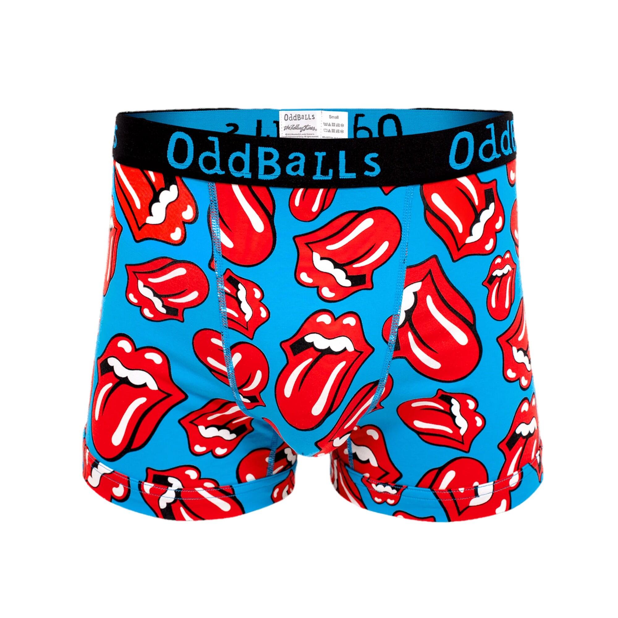 ODDBALLS Mens The Rolling Stones Boxer Shorts (Blue/Red/Black)