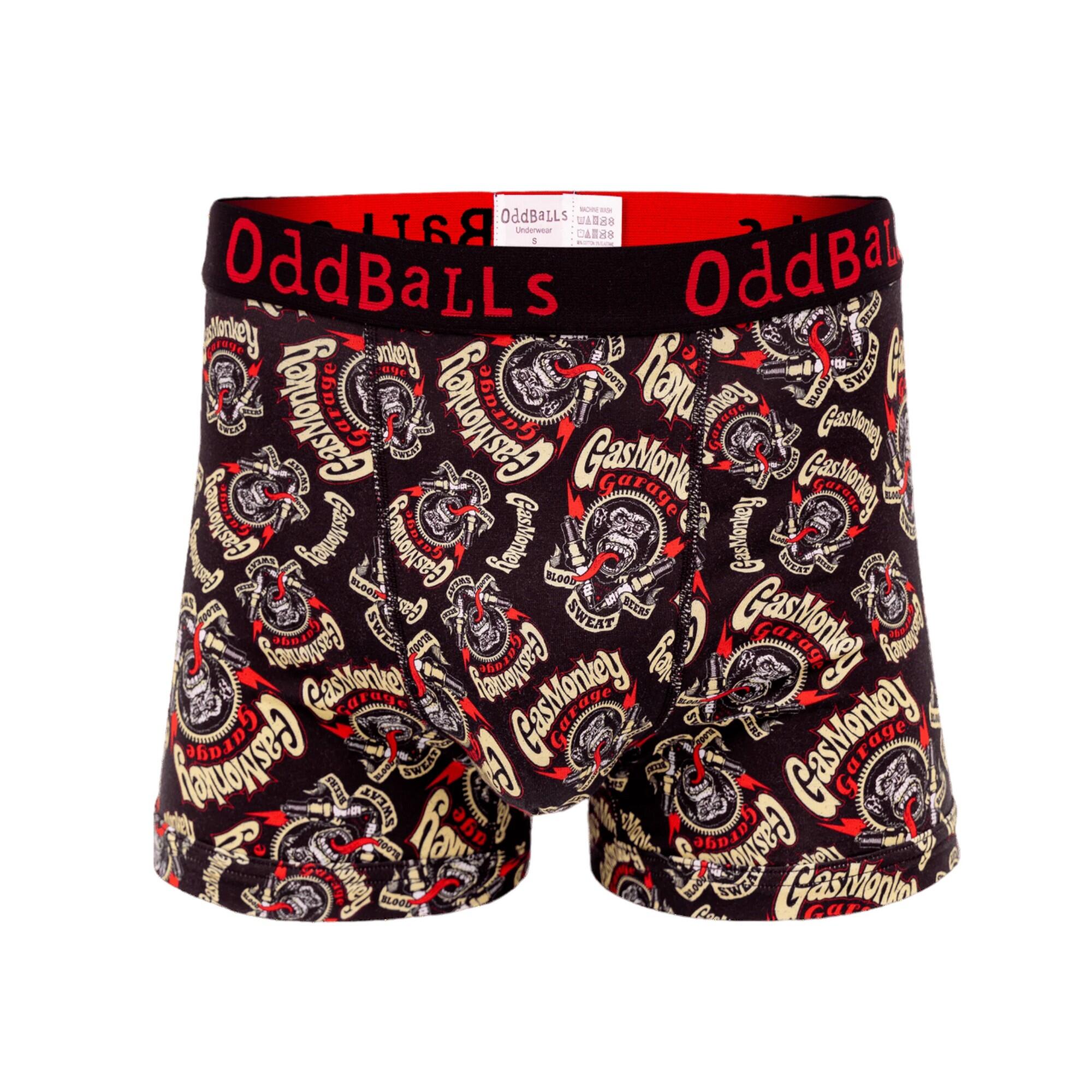 ODDBALLS Mens Gas Monkey Garage Boxer Shorts (Black/Red)