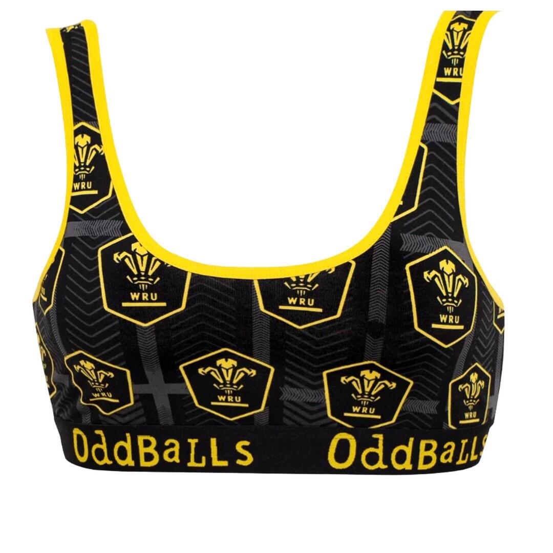 ODDBALLS Womens/Ladies Alternate Welsh Rugby Union Bralette (Black/Yellow)