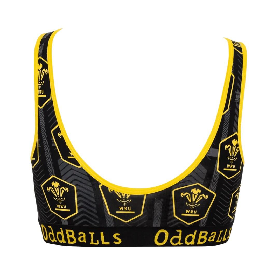 Womens/Ladies Alternate Welsh Rugby Union Bralette (Black/Yellow) 2/3