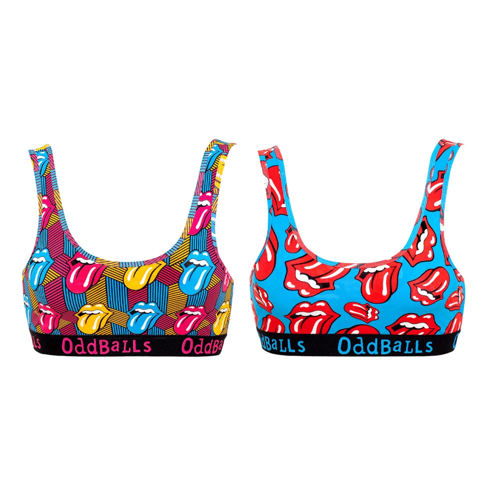 ODDBALLS Womens/Ladies The Rolling Stones Bralette (Pack of 2) (Multicoloured)
