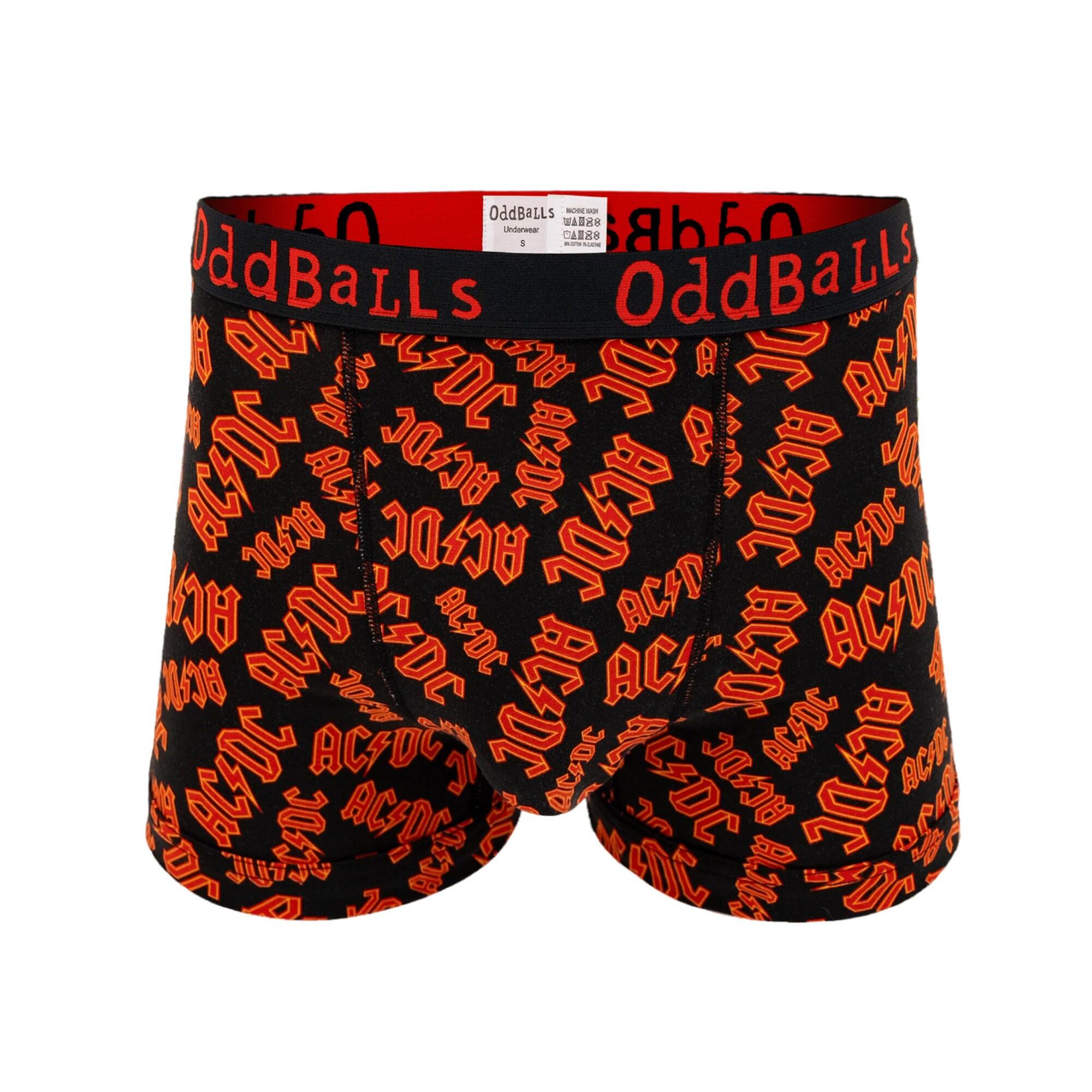 ODDBALLS Mens Repeat Logo AC/DC Boxer Shorts (Red/Black)