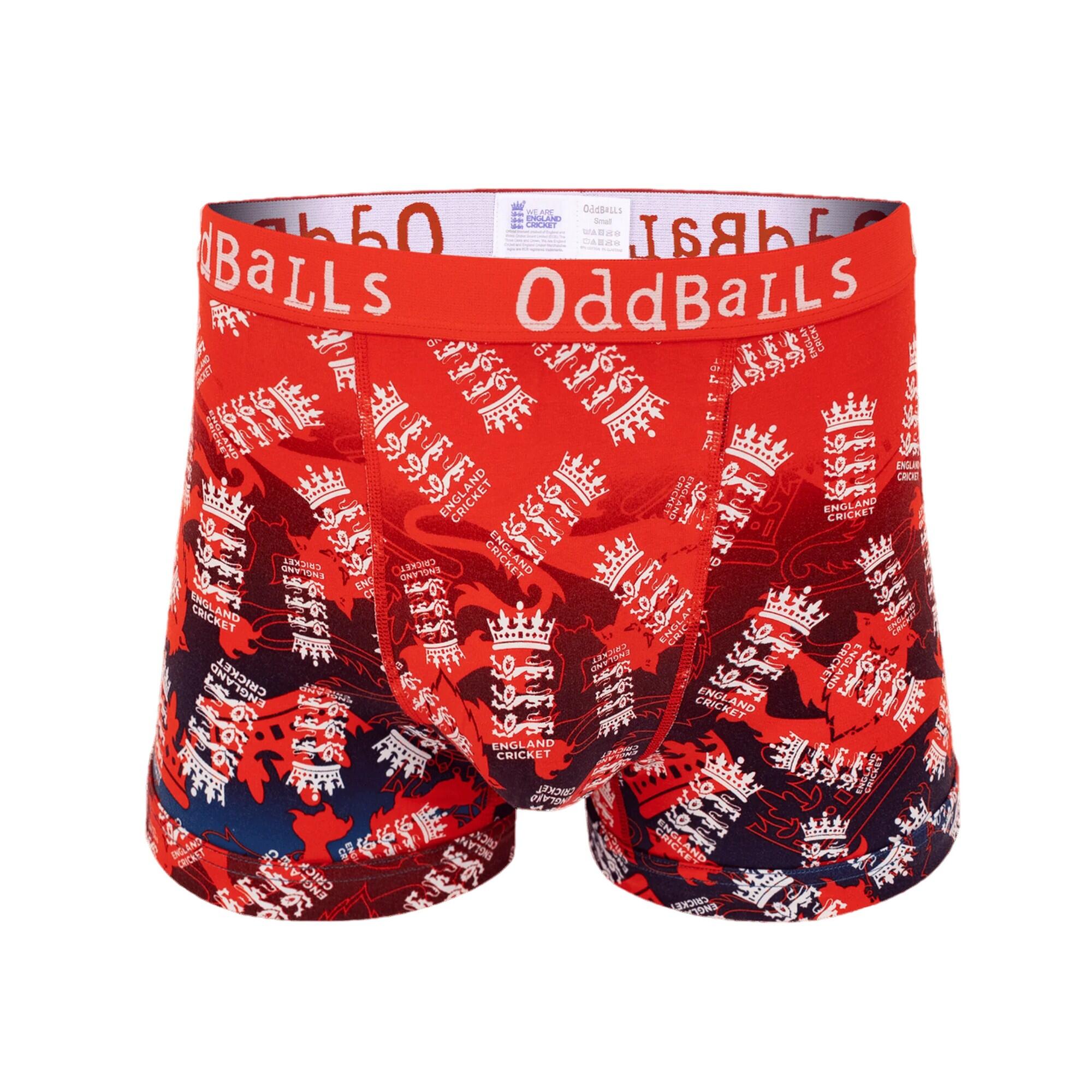 ODDBALLS Mens England Cricket IT20 Boxer Shorts (Red/White)