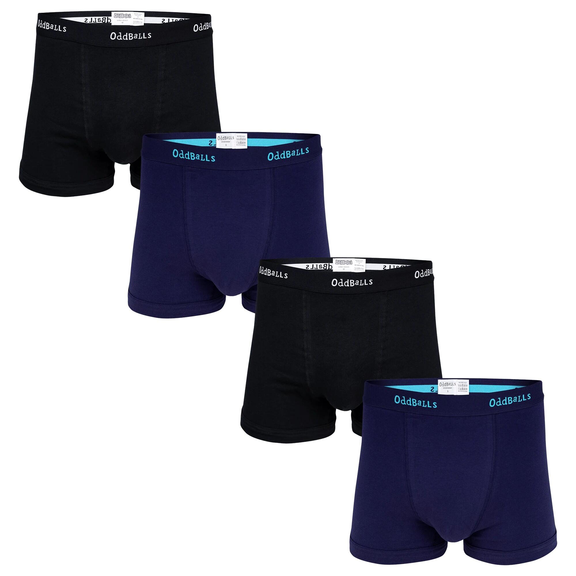 ODDBALLS Mens Plain Boxer Shorts (Pack of 4) (Black/Midnight)