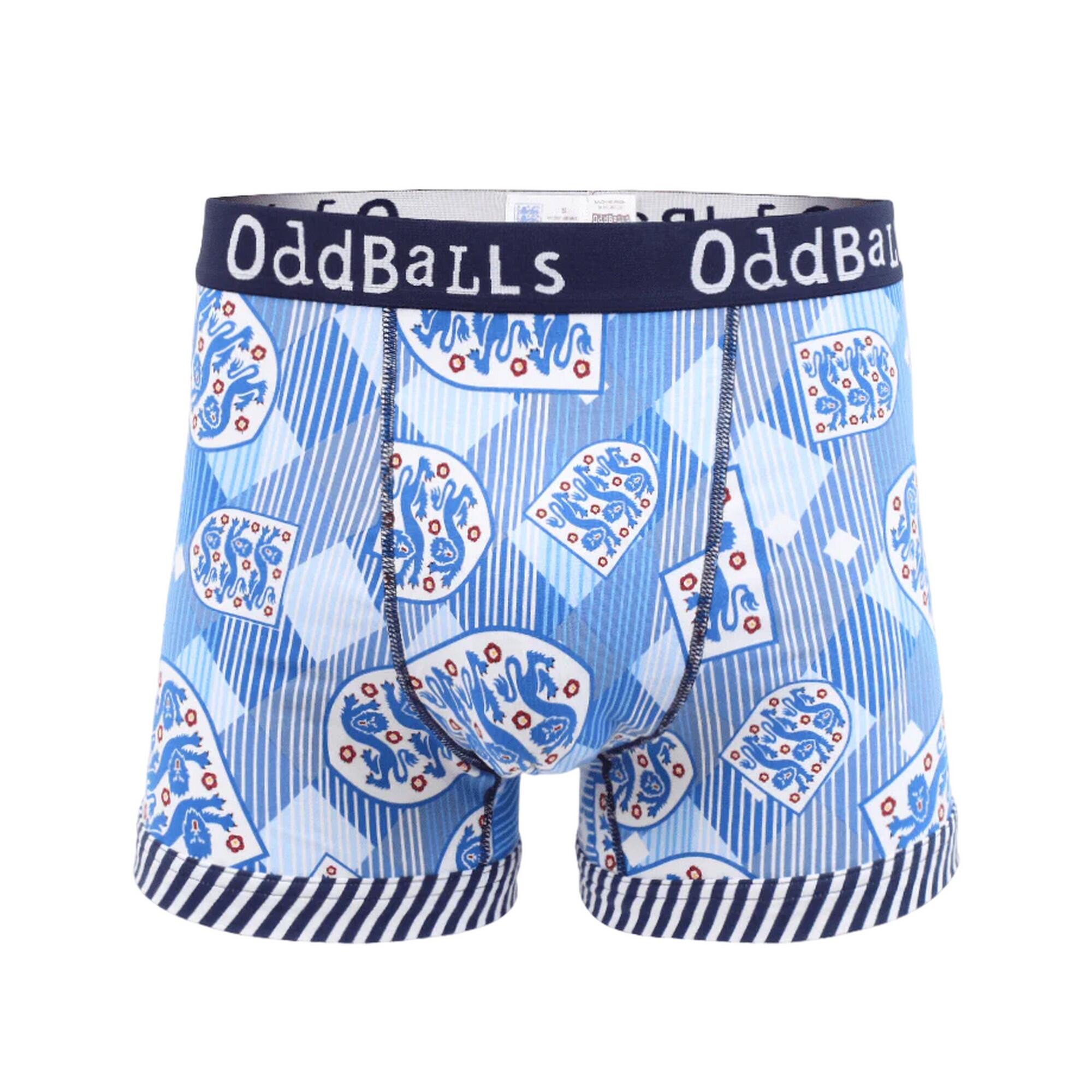 ODDBALLS Mens Retro England FA Boxer Shorts (Blue)