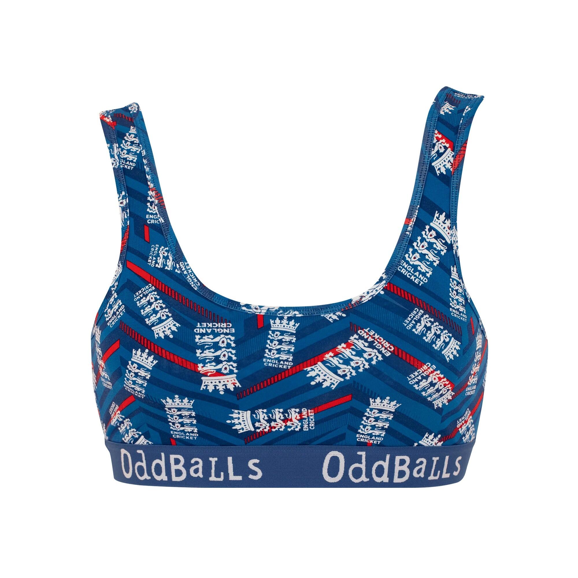 Womens/Ladies ODI Inspired England Cricket Bralette (Blue/White) 1/3