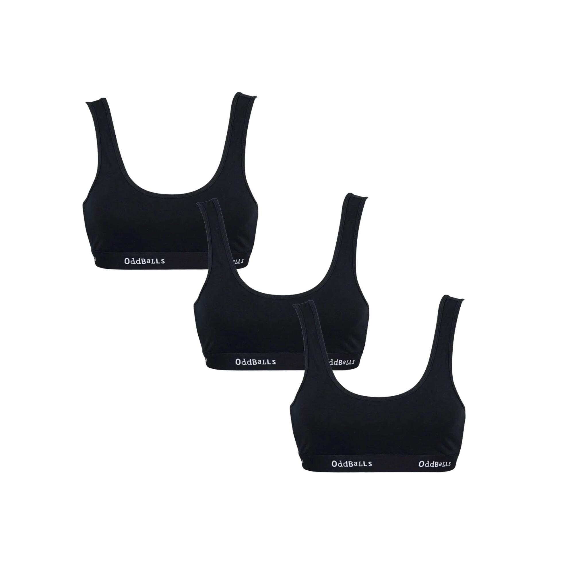 ODDBALLS Womens/Ladies Bralette (Pack of 3) (Classic Black)