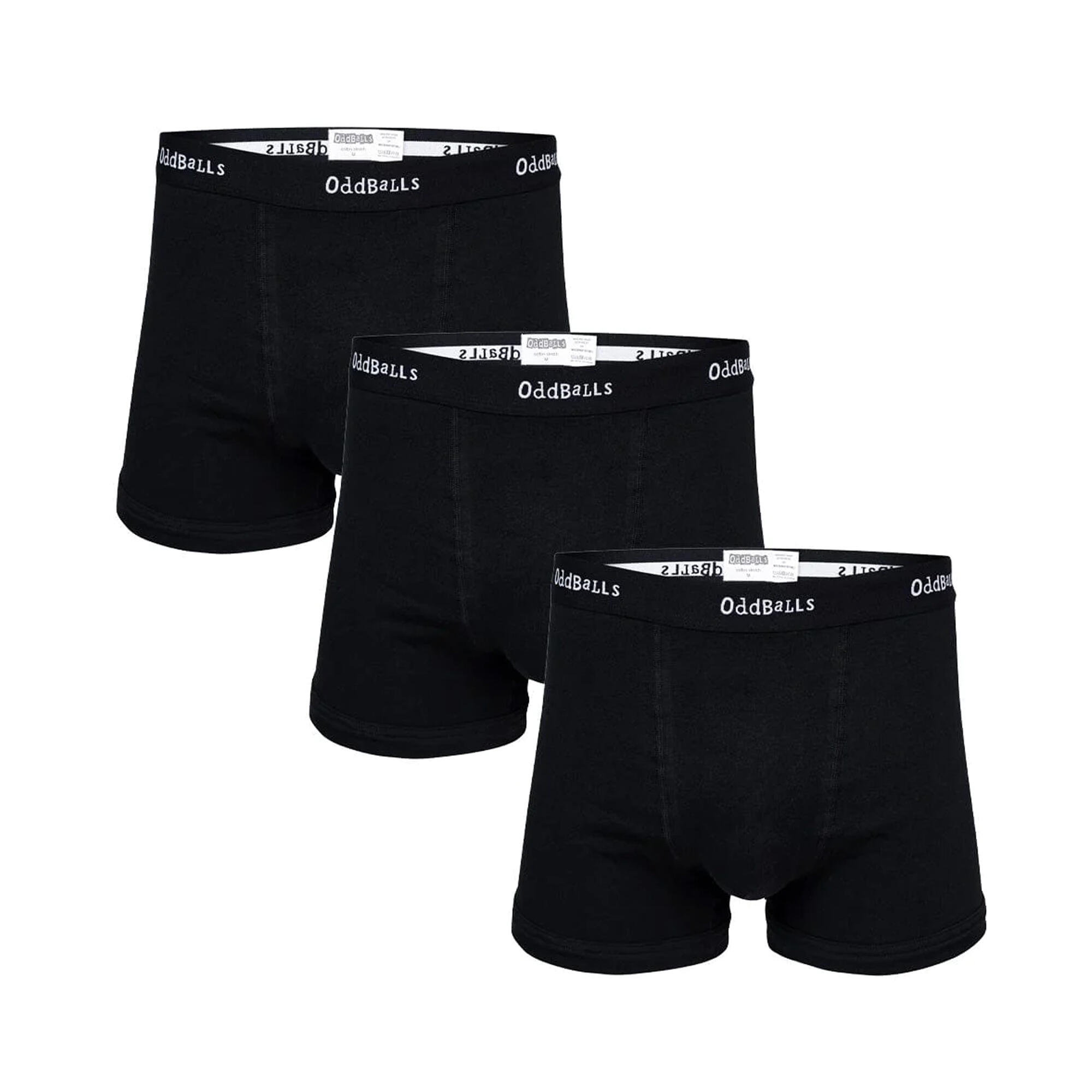 ODDBALLS Mens Plain Boxer Shorts (Pack of 3) (Classic Black)