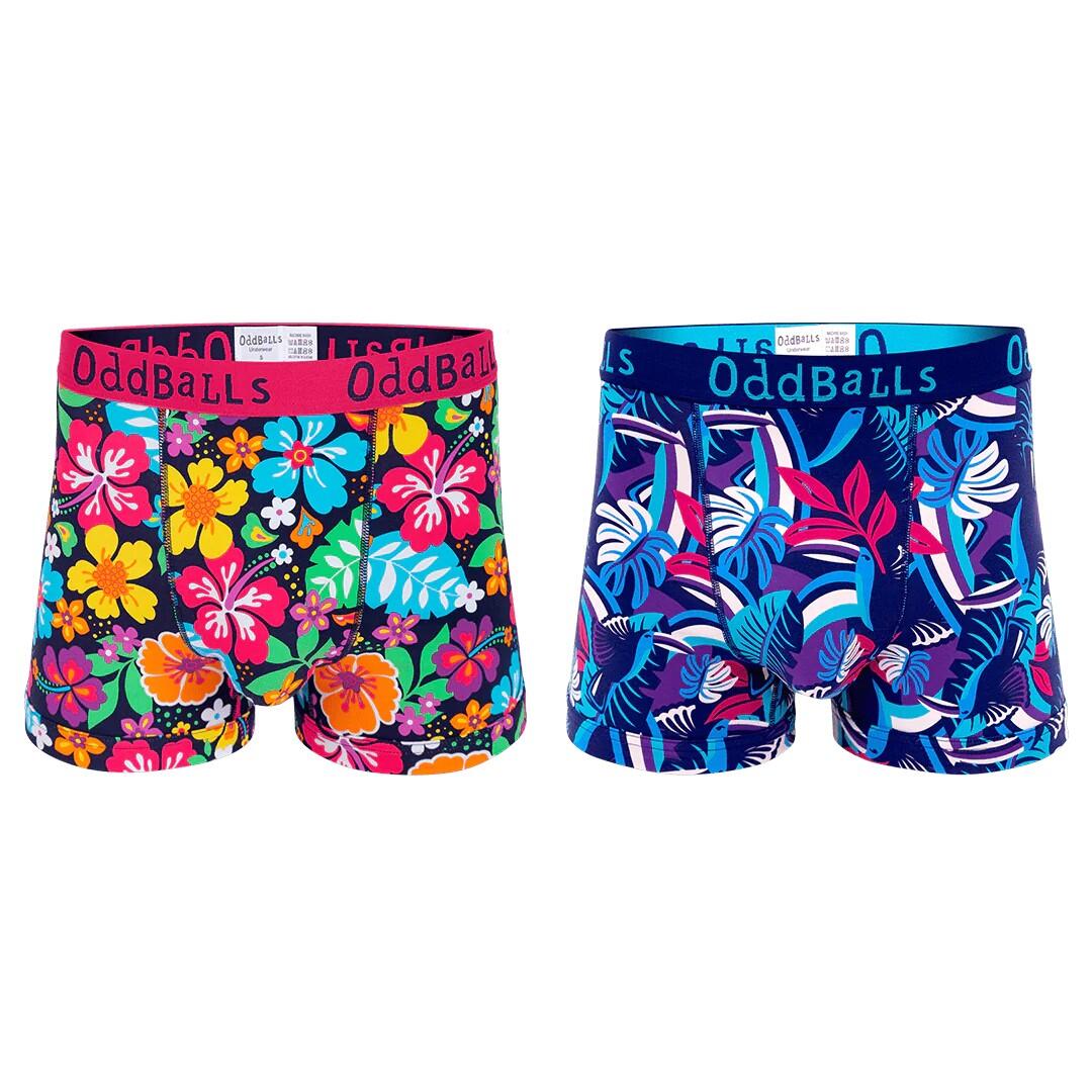 ODDBALLS Mens Tropical Boxer Shorts (Pack of 2) (Multicoloured)