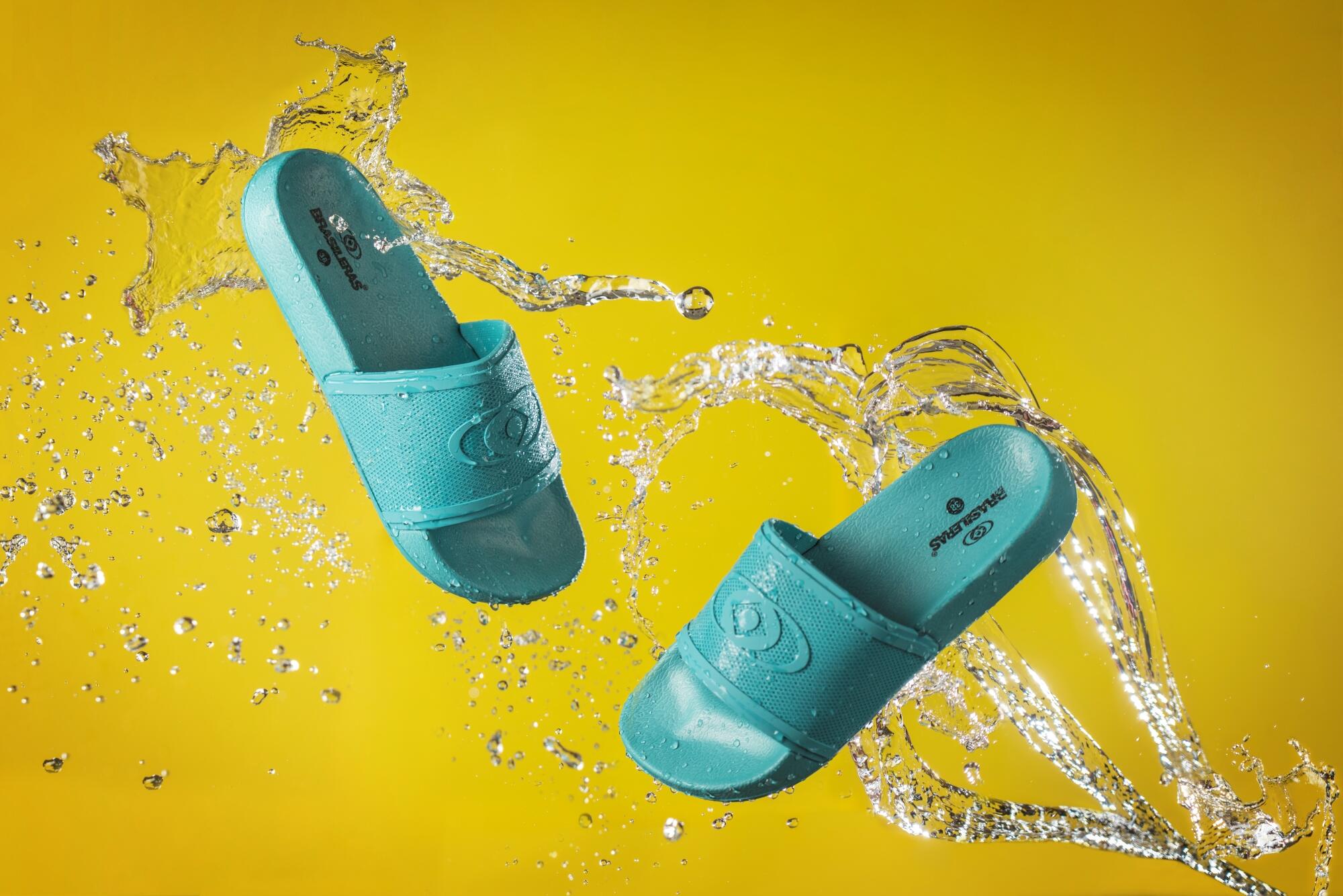 Tongs unisexe Piscine Brasileras Turquoise semelle en gomme 5/7