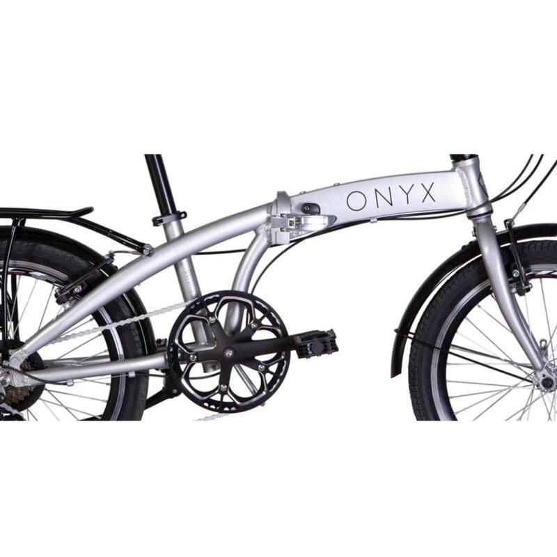 Bicicletă pliabilă Onyx 20", Aluminiu, 130-180 cm, 7 viteze, Alb/Gri