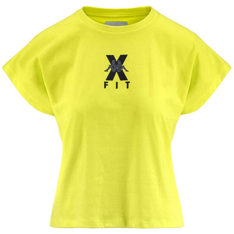 T-shirt maglia Kappa da donna Pro KOMBAT WKT EBURA Gialla Regular Fit