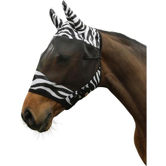 Masque anti-mouches pour cheval avec protection des oreilles Covalliero Zebra
