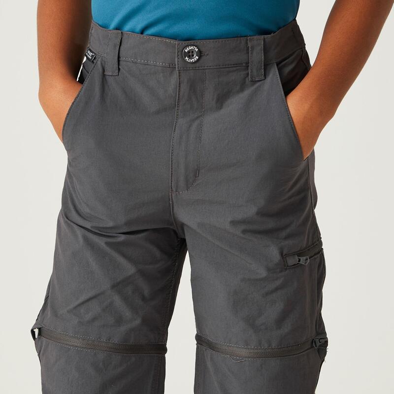 Pantalón senderismo niño múltiples bolsillos Regatta Highton Stretch Zip Off