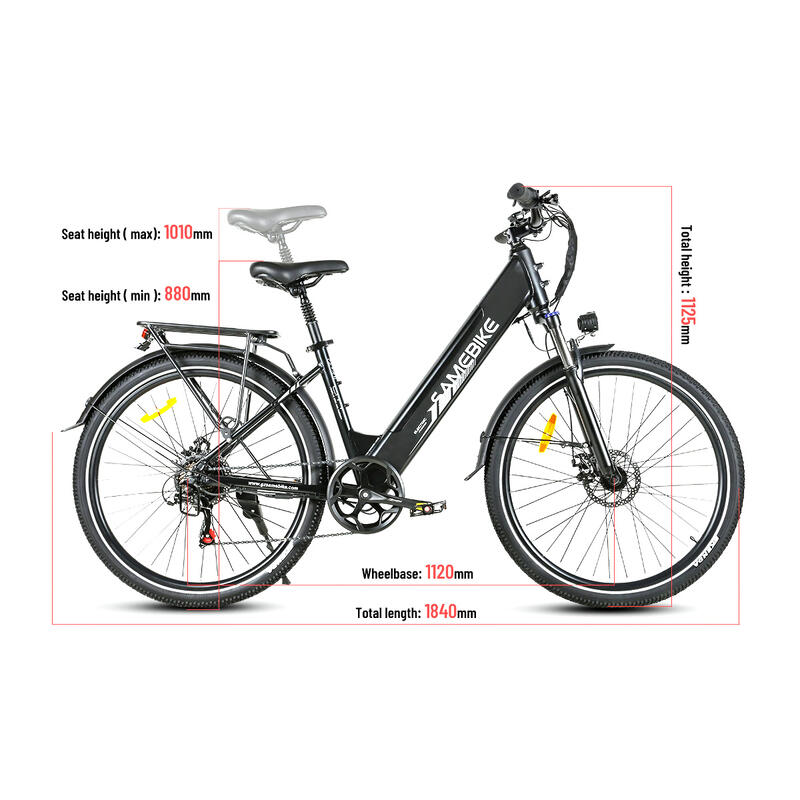 Vélo de ville électrique RS-A01 36V-15Ah (540Wh) - 27,5X2,1"