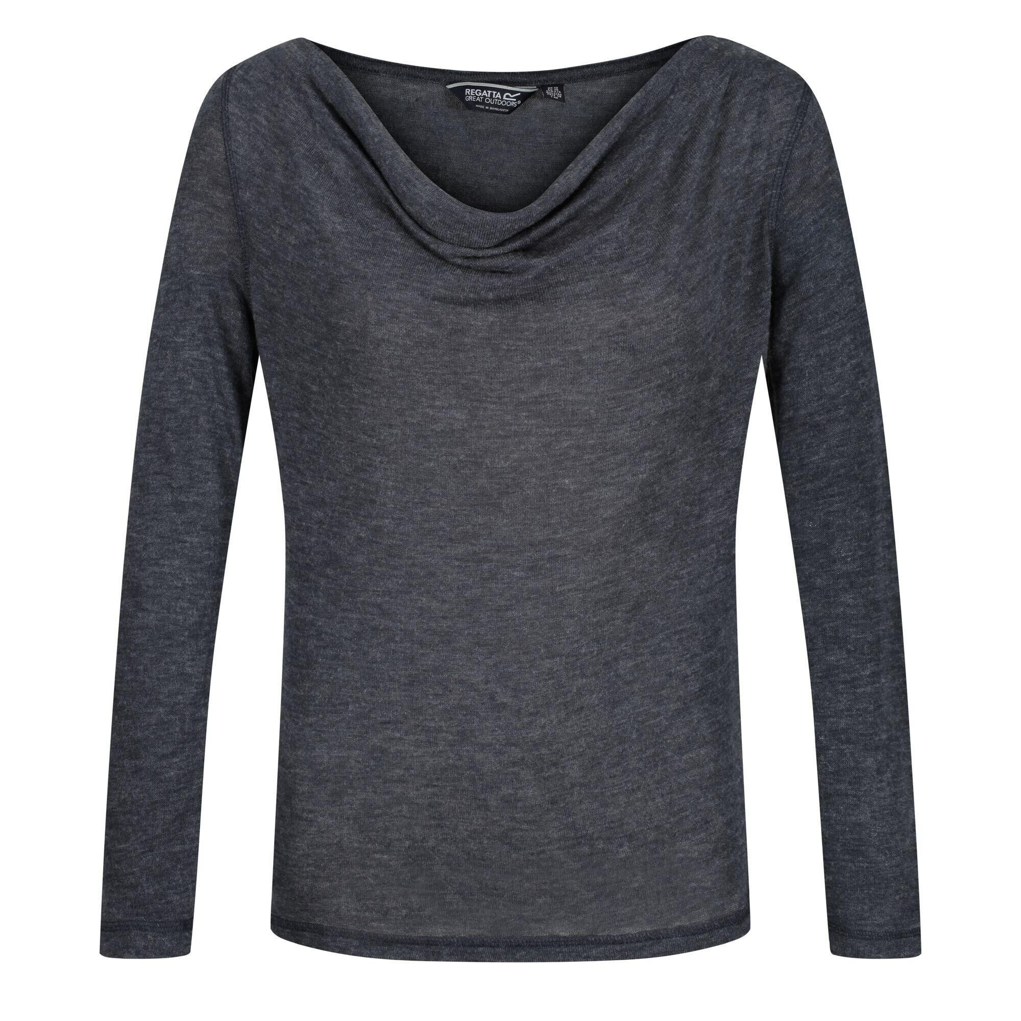 Frayda Women's Hiking Cowl Neck T-Shirt - Navy/Silver 4/5