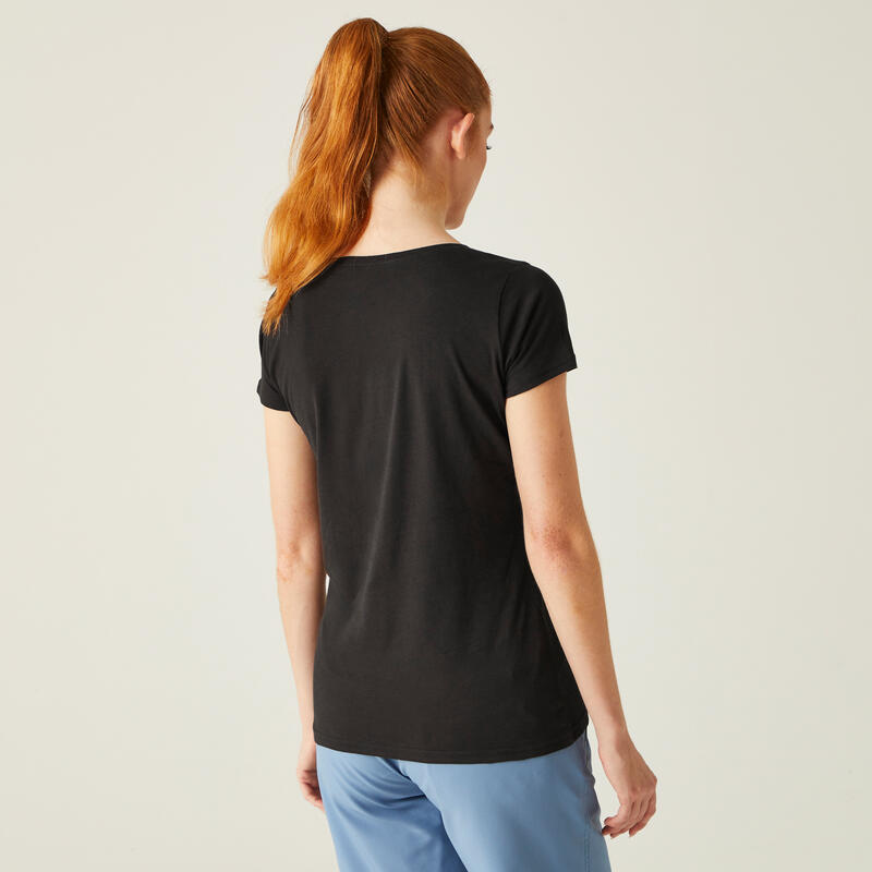 Carlie Fitness-T-shirt met korte mouwen voor dames - Zwart