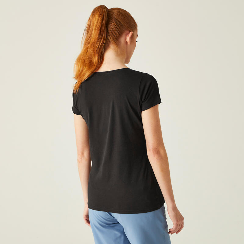 Carlie T-shirt Fitness à manches courtes pour femme - Noir