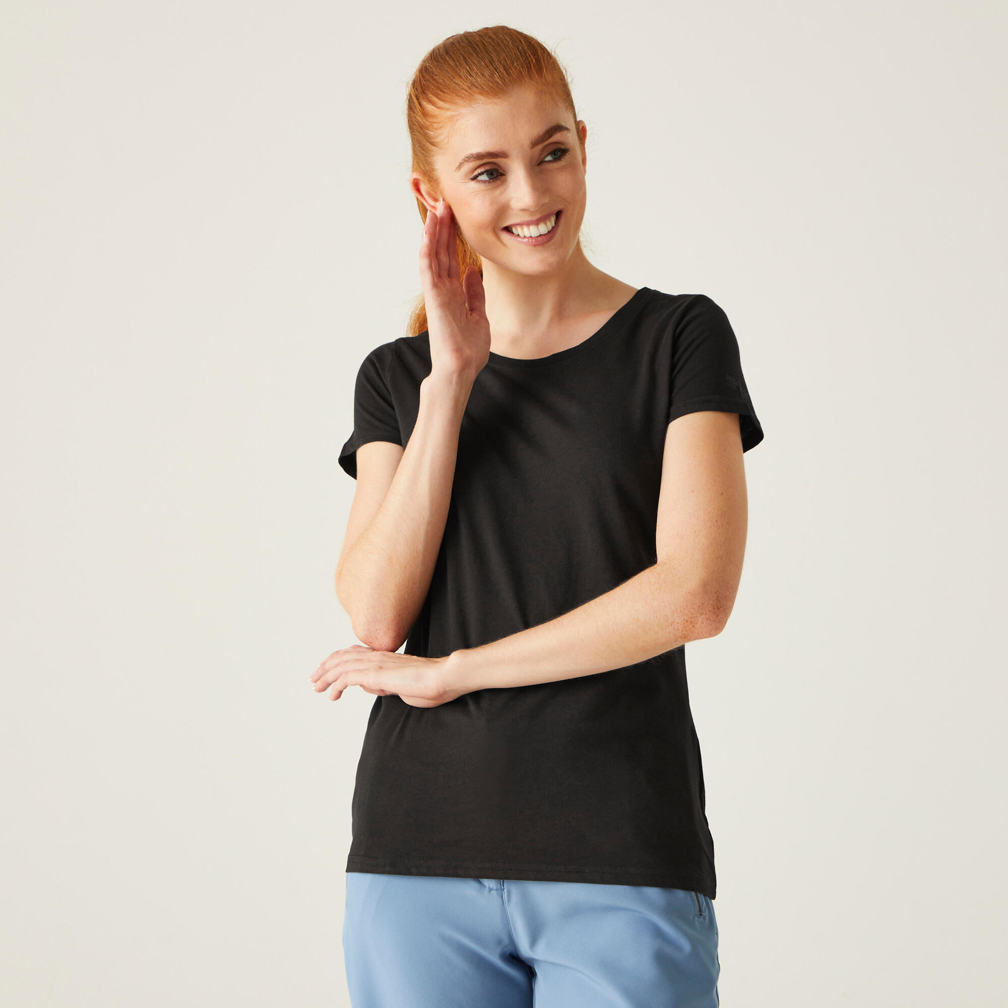 Carlie Women's Walking Short Sleeve T-Shirt - Black 1/5