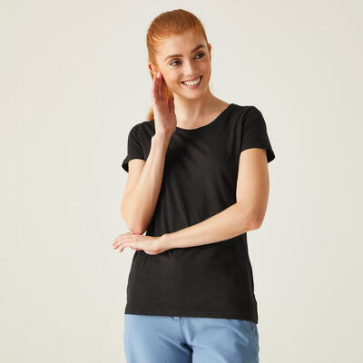 Carlie fitness-t-shirt met korte mouwen voor dames - zwart