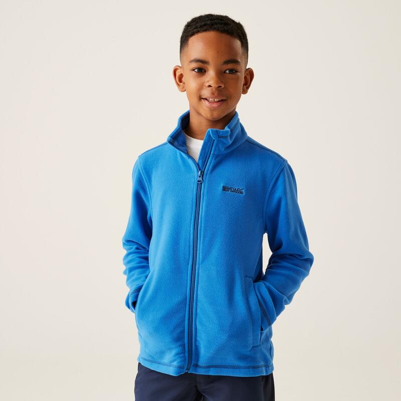 King II wandelfleece met hele rits voor kinderen - Helderblauw