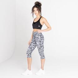 Influential Dames Yoga 3/4 Leggings - Zwart / witte zebraprint