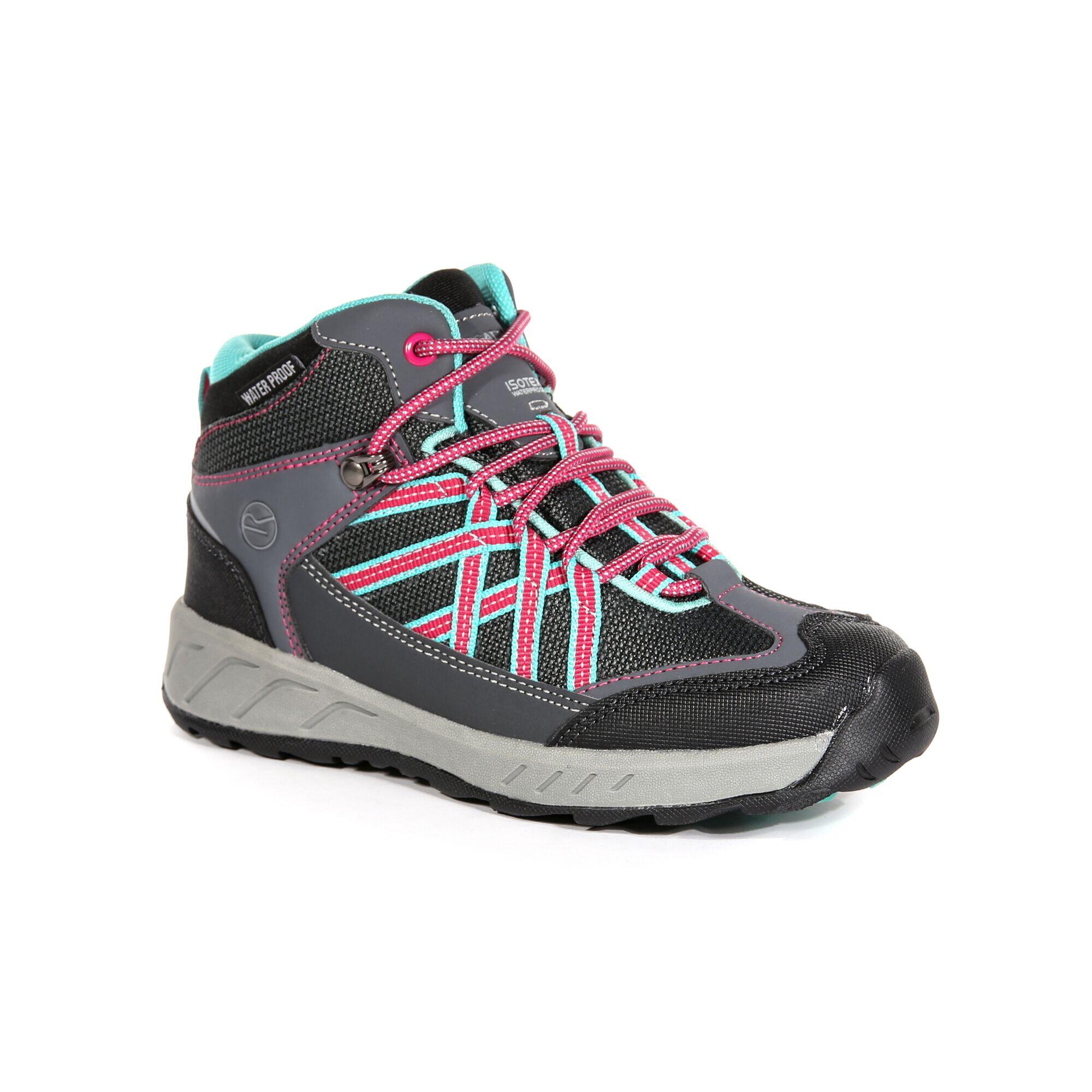 Samaris Kids' Hiking Waterproof Mid Boots - Light Grey/Pink 2/5