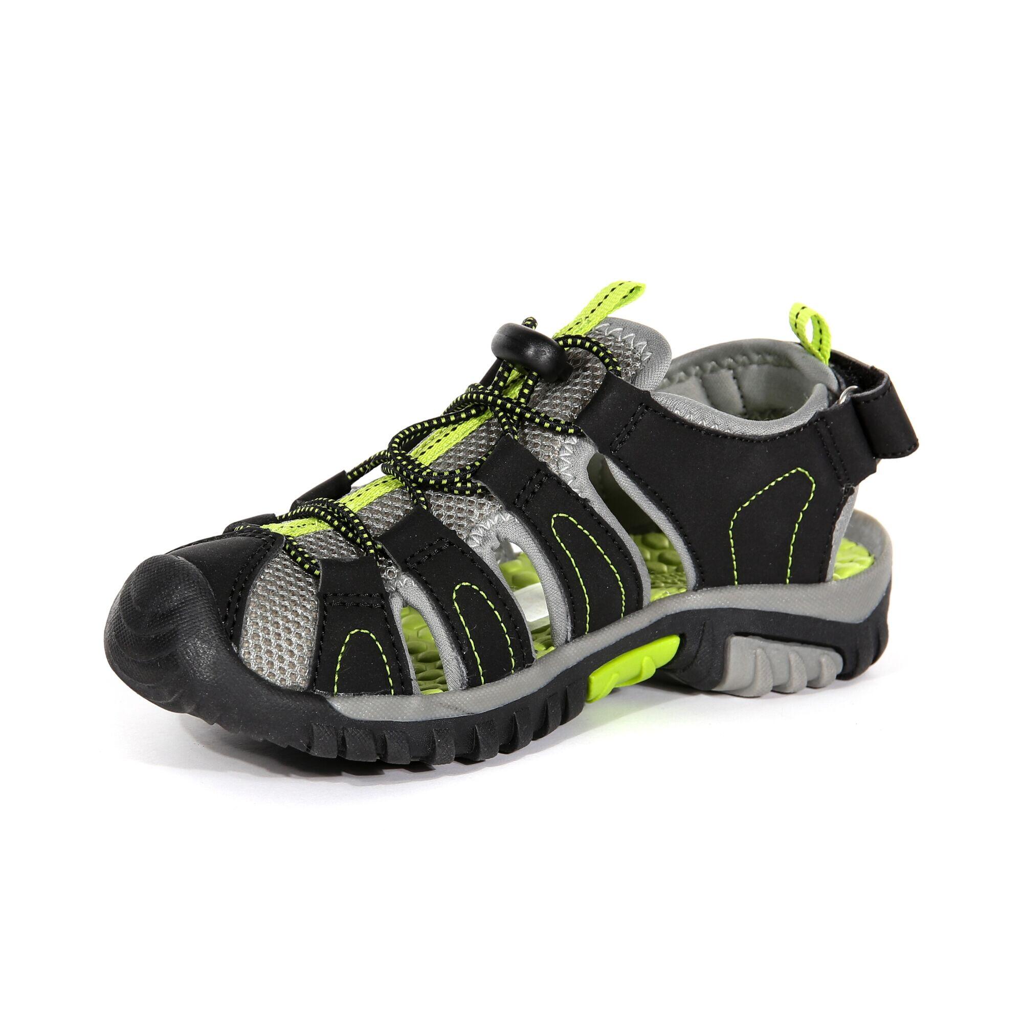 Westshore Junior Kids Walking Sandals - Black / Lime 4/5