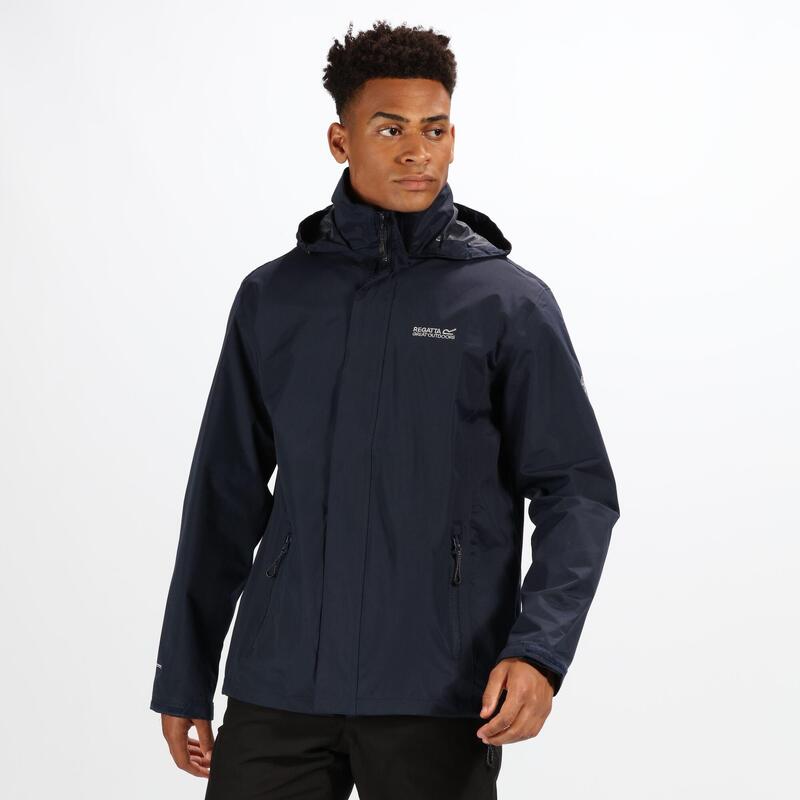 Matt Homme Randonnée Veste imperméable - Bleu marine / orange