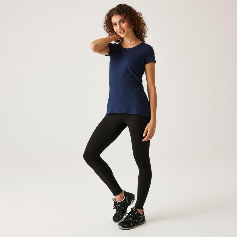 Carlie Fitness-T-shirt met korte mouwen voor dames - Marineblauw