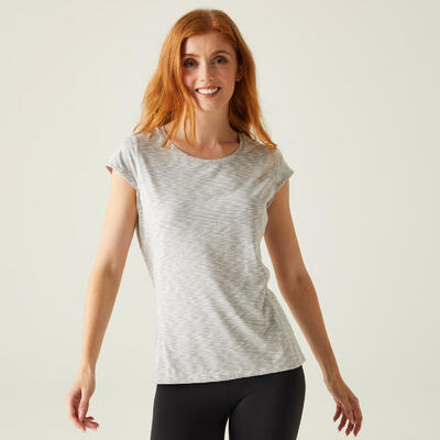 T-shirt korte mouwen hiking dames textuurpatroon