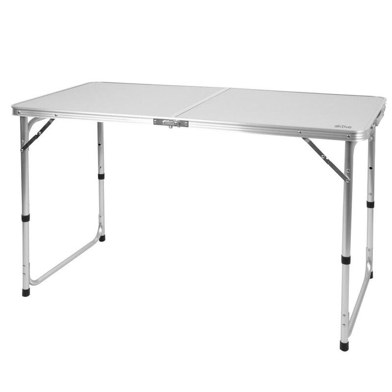 Aktive Mesa plegable camping ajustable en altura y antideslizante gris