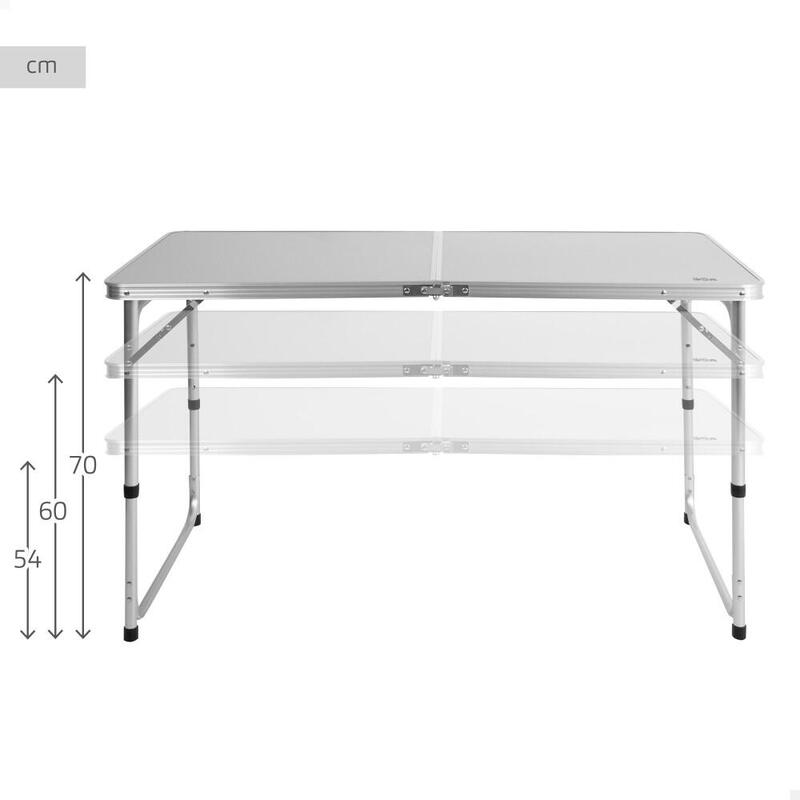 Aktive Mesa plegable camping ajustable en altura y antideslizante gris