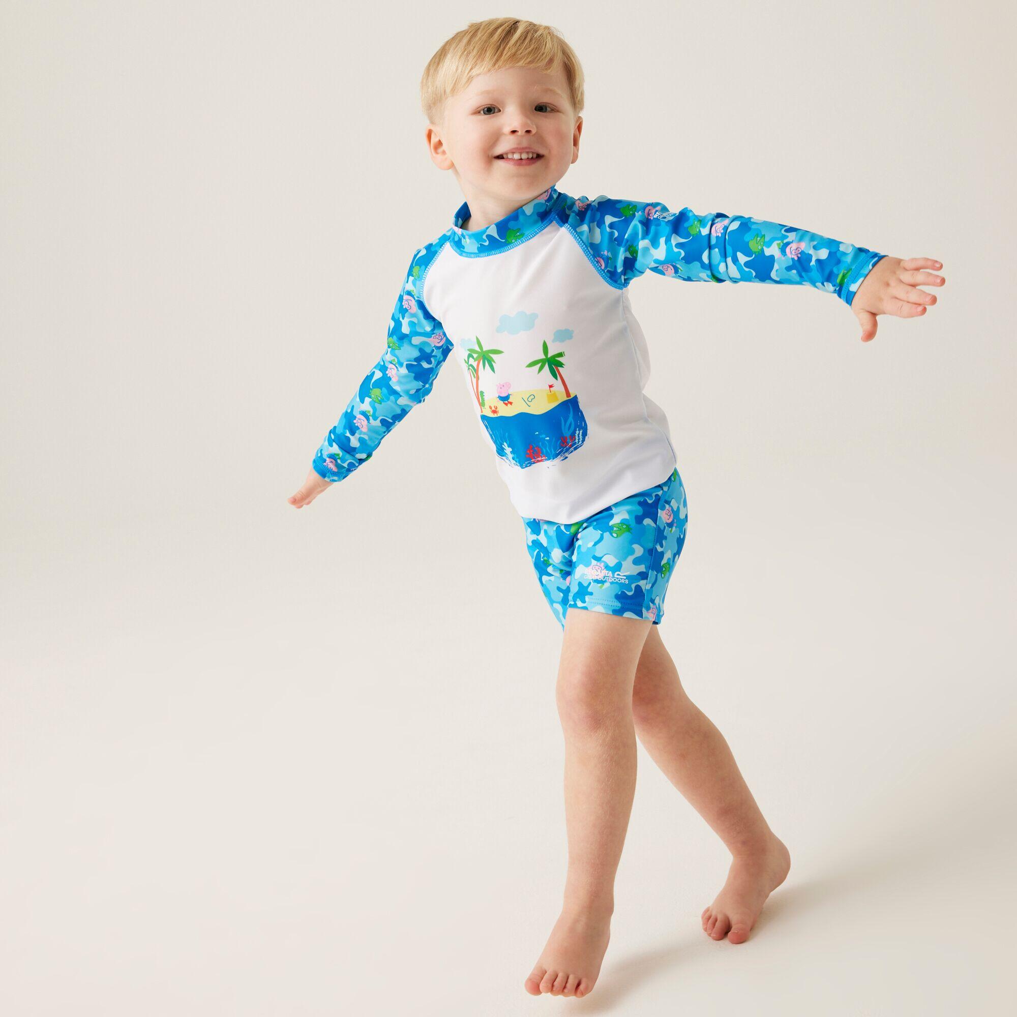 Peppa Pig Kids Swim Rash Suit Set - Cool Aqua White 3/5