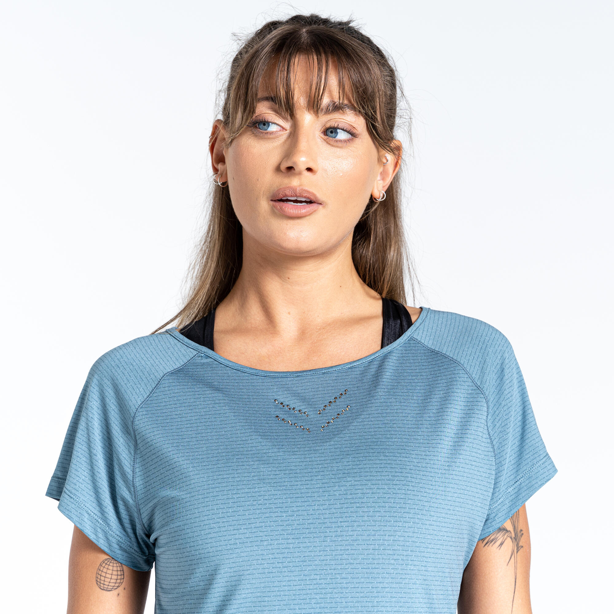 Cyrstallize Women's Fitness Short Sleeve T-Shirt - Blue Stone 4/5