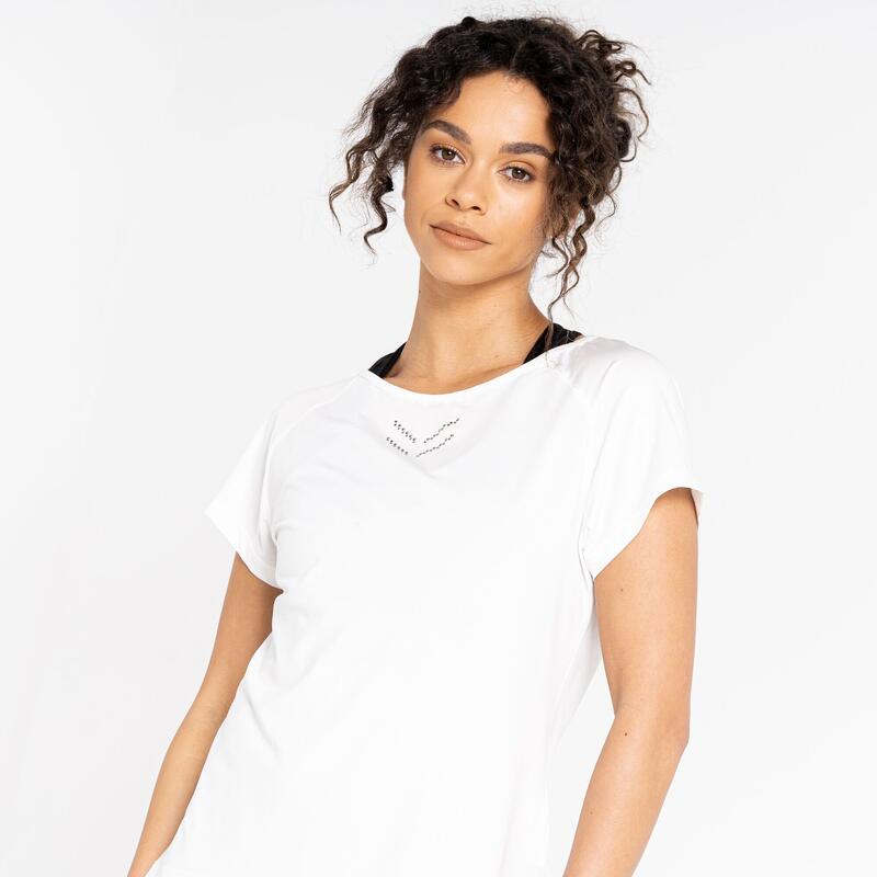 Crystallize Kurzärmeliges Fitness-T-Shirt für Damen - Weiß