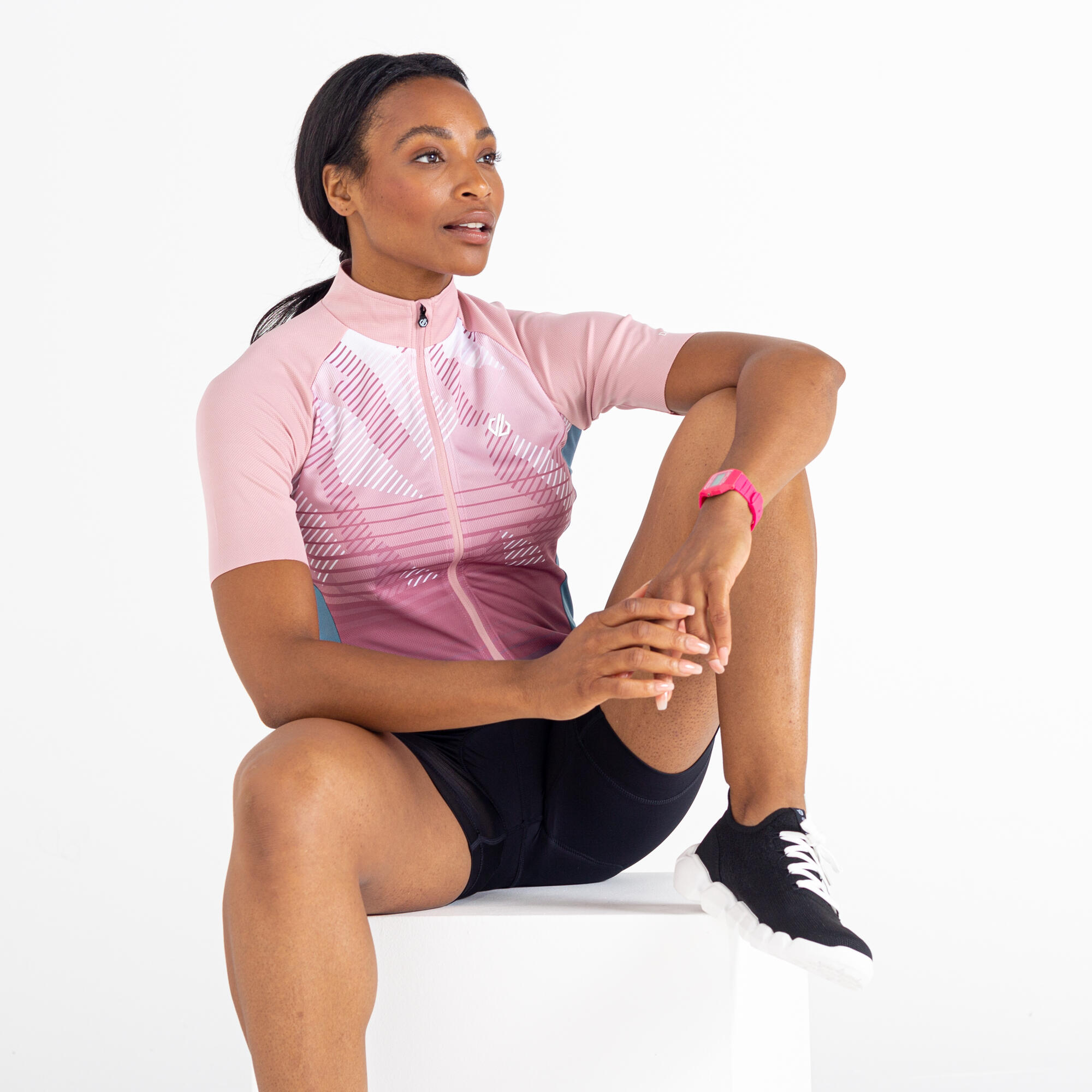 AEP Prompt Women's Fitness Short Sleeve Full Zip Jersey - Powder Pink 3/5