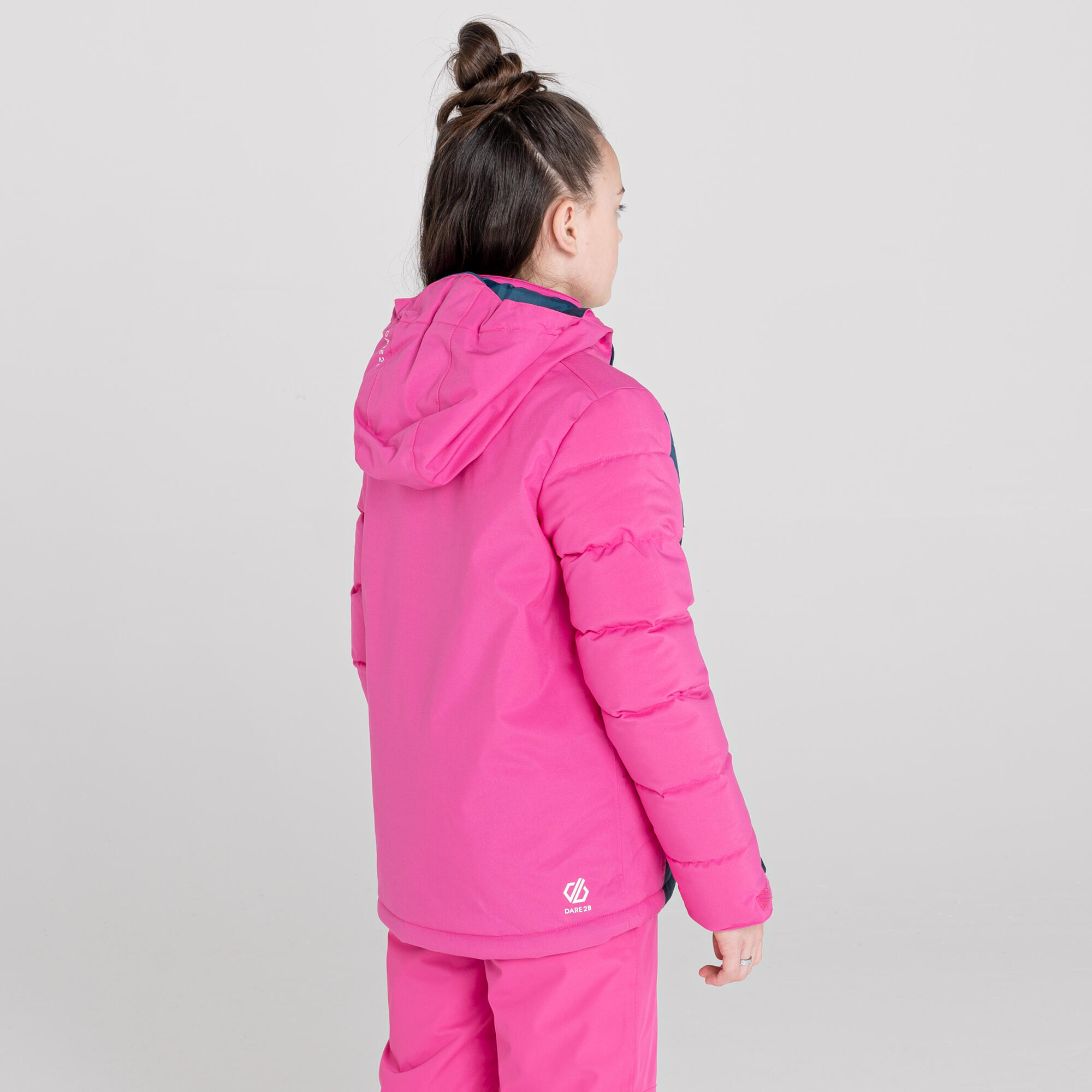 Cheerful Kids' Ski Waterproof Hooded Jacket - Bright Pink/Dark Blue 4/5