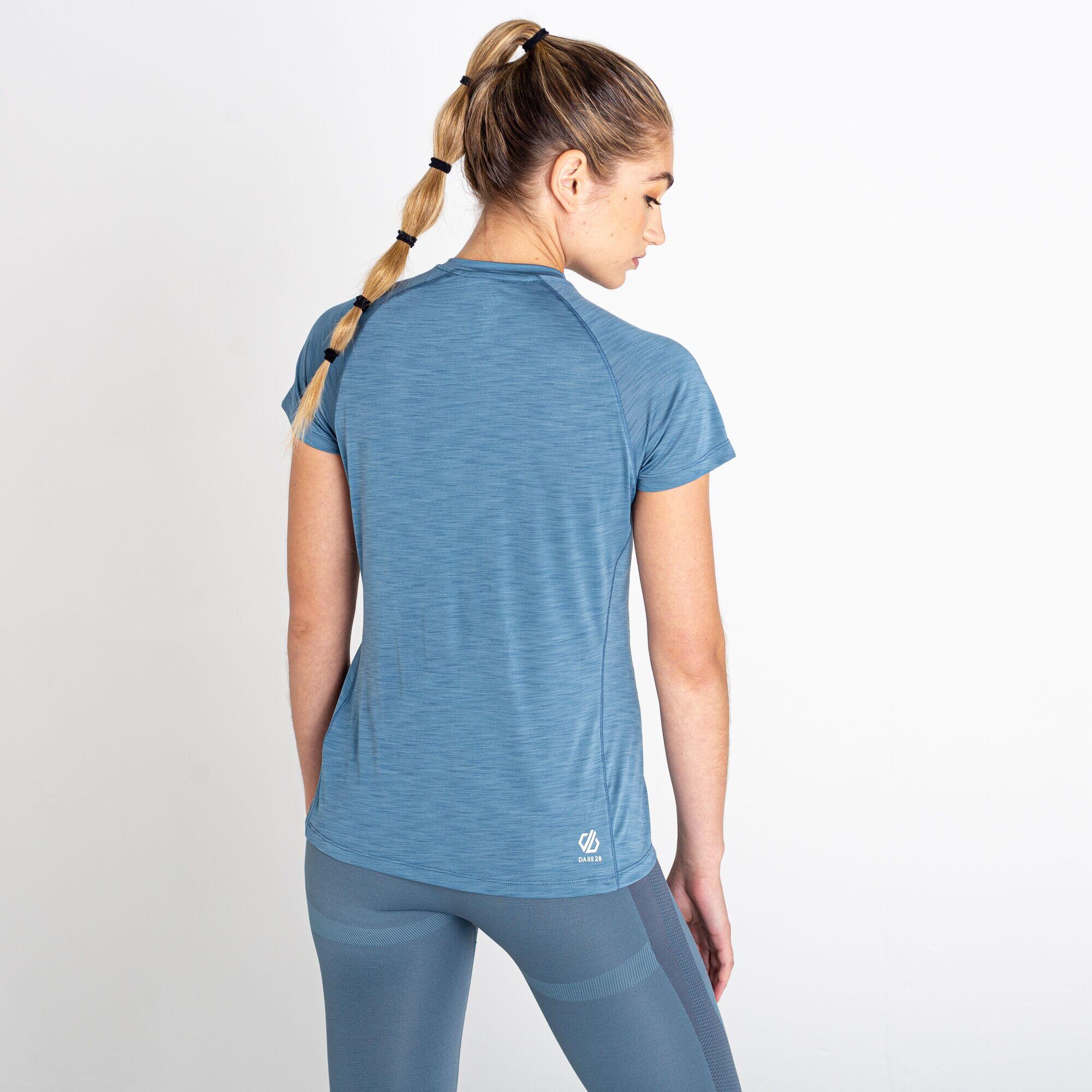 Outdare III Women's Fitness Short Sleeve 1/2 Zip Jersey - Blue Stone 3/6