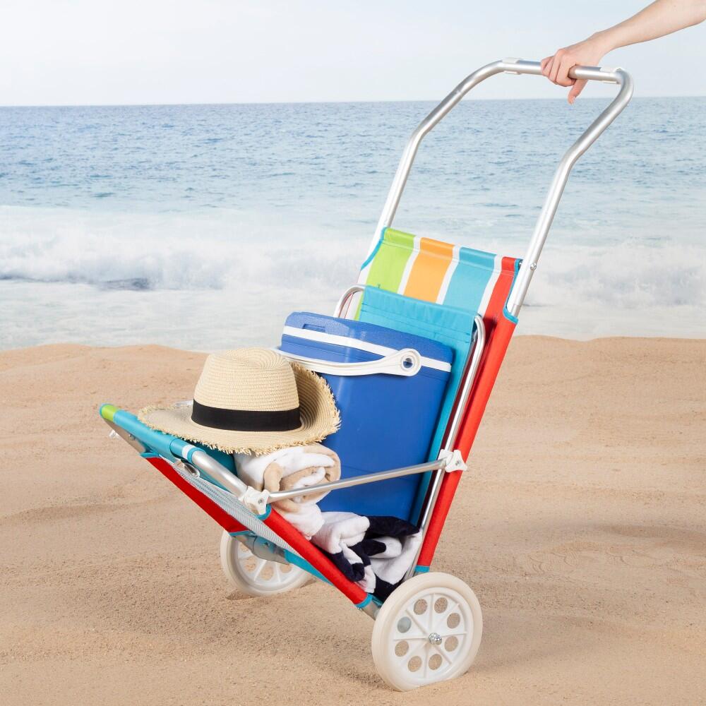 Pack de 2 espreguiçadeiras de praia 2 em 1 c/almofada e guarda-sol Aktive 2/7