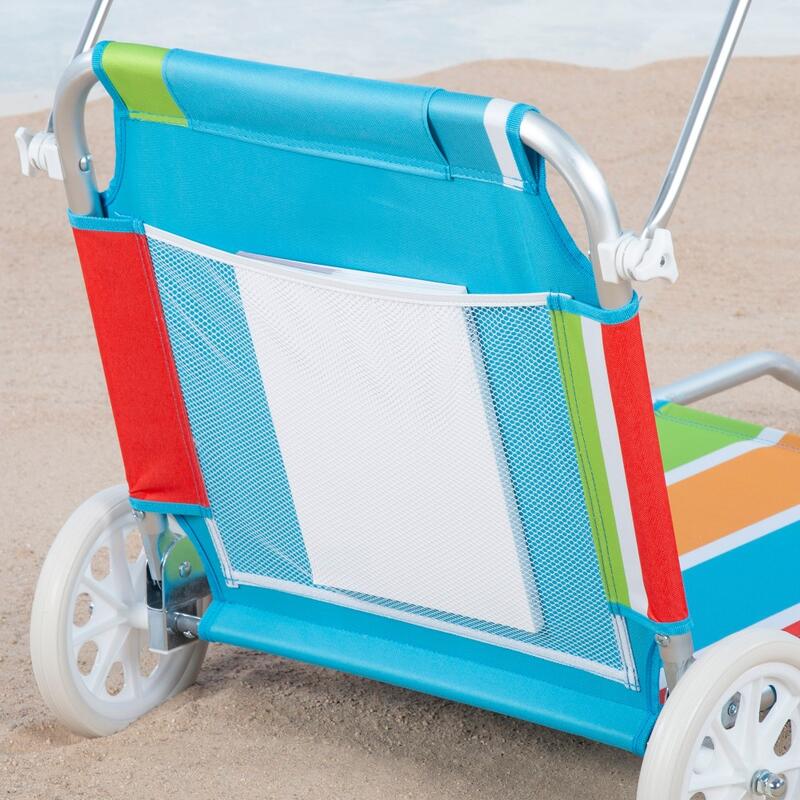 Aktive Tumbona carro playa 2 en 1 c/cojín acolchado y parasol
