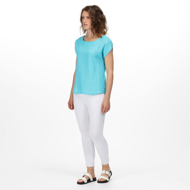 Adine Kurzärmeliges Fitnessshirt für Damen - Cyan-Blau