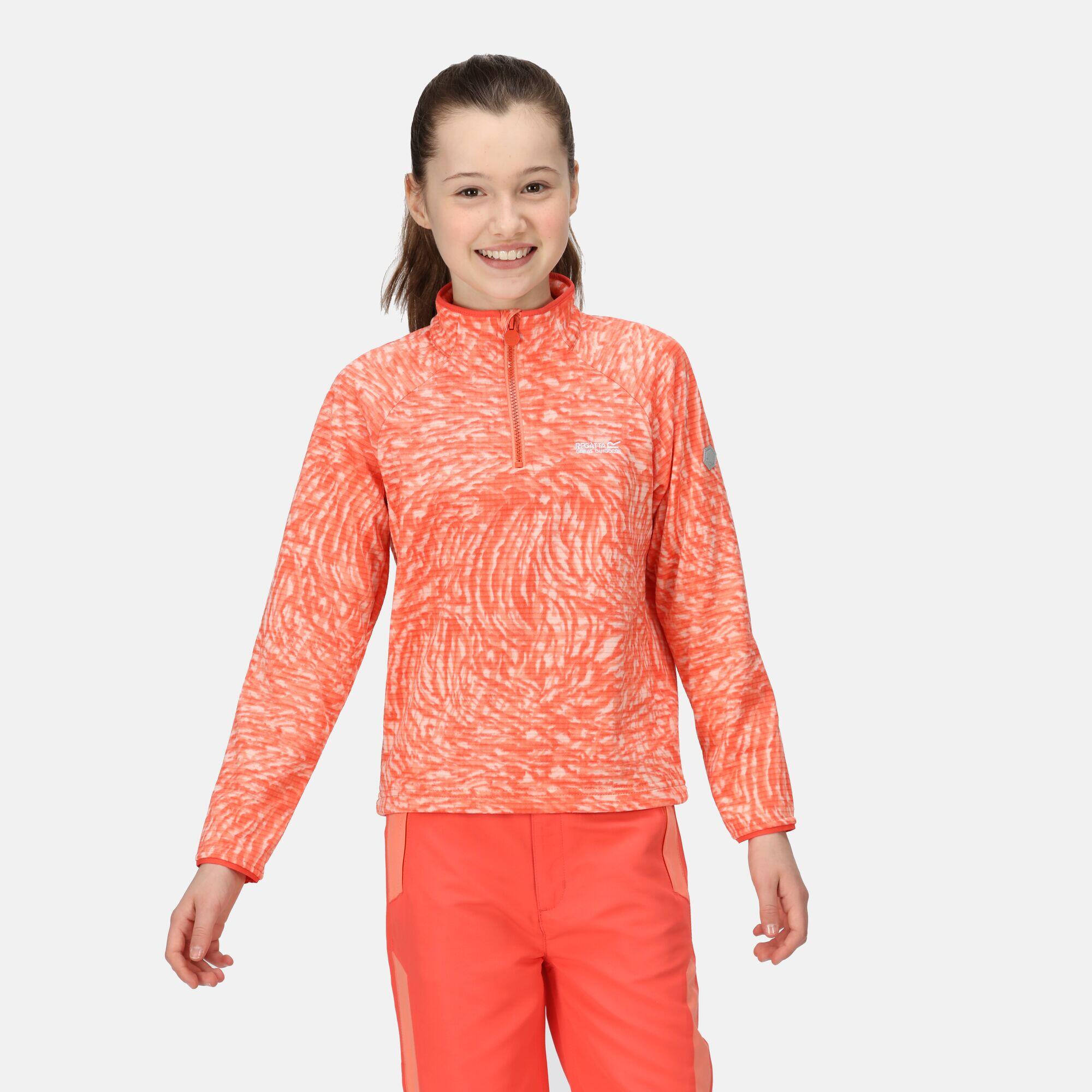 Junior Highton Walking Kids Half-Zip Fleece - Orange Coral 3/5