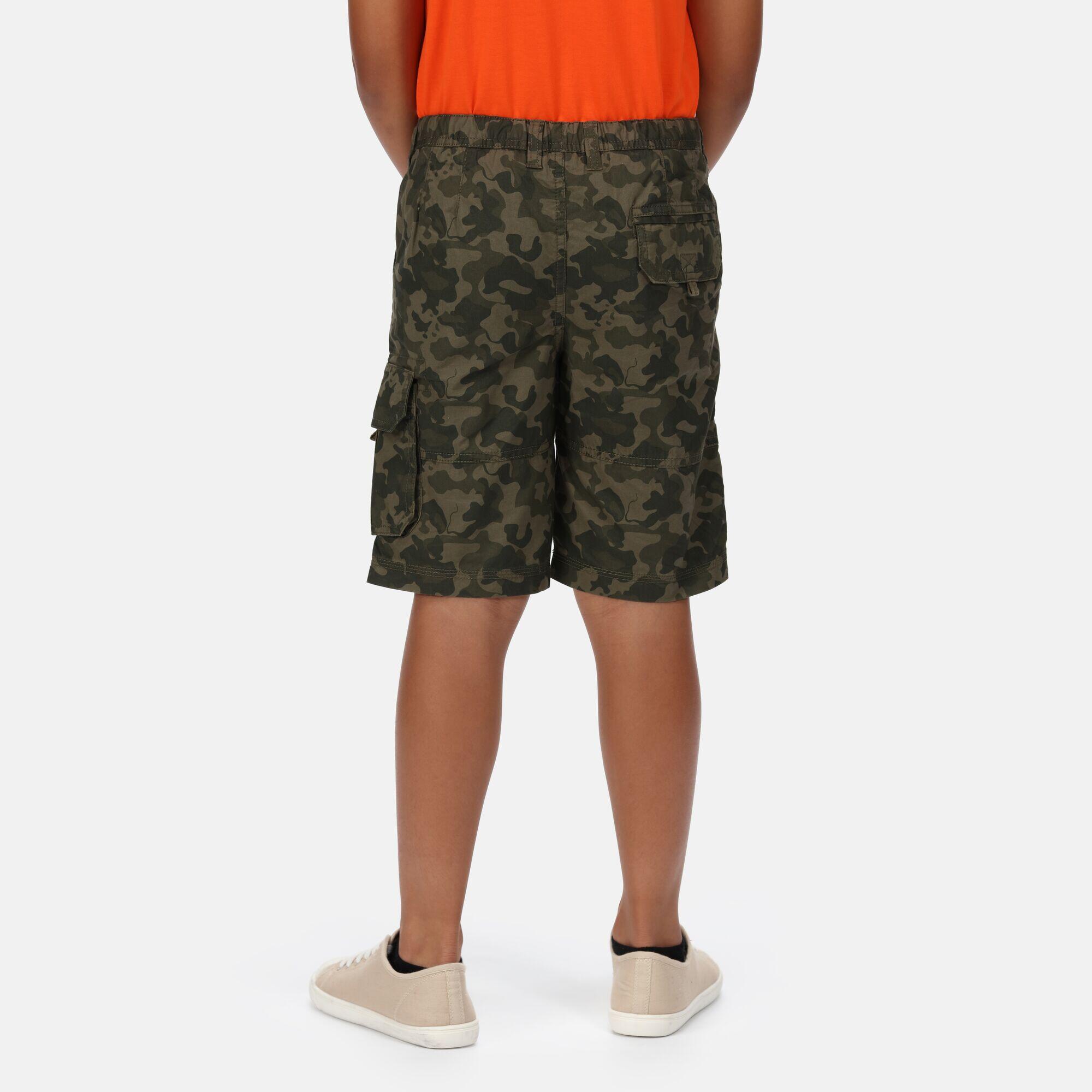 Shorewalk Kids Walking Cargo Shorts - Green Camo 2/5