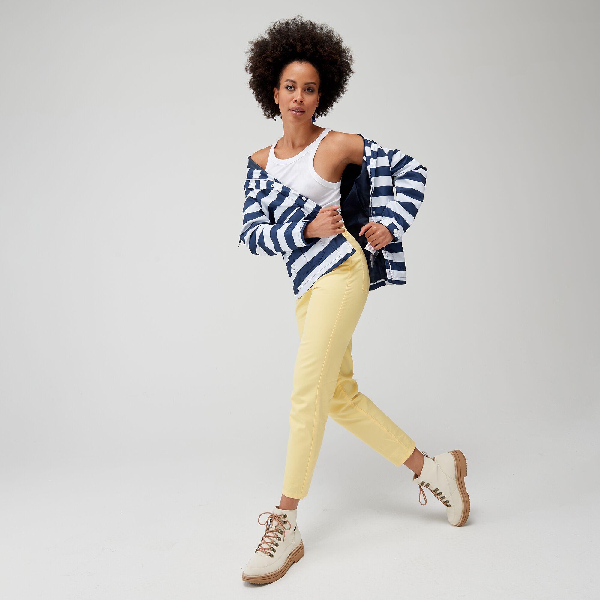 Bayarma Women's Walking Cotton Jacket - Navy Stripe 4/6