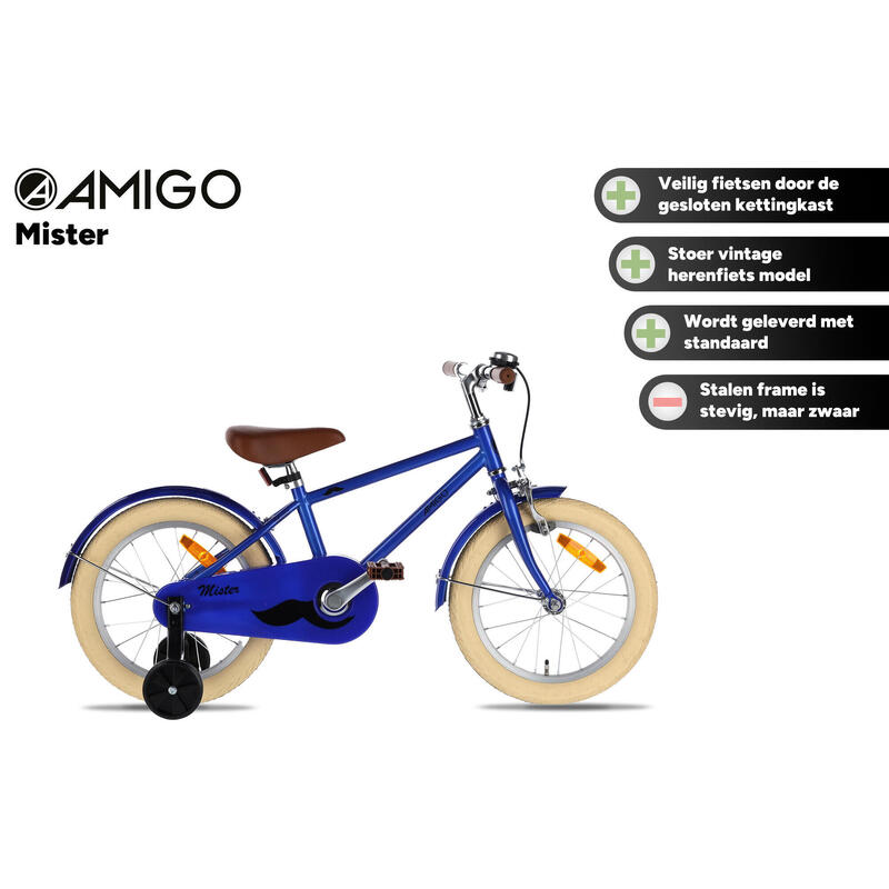 AMIGO Jongensfiets Mister 16 Inch 24 cm Jongens Terugtraprem Blauw