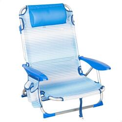 Chaise de Plage Basse Pliante et Inclinable, Bleu Aktive