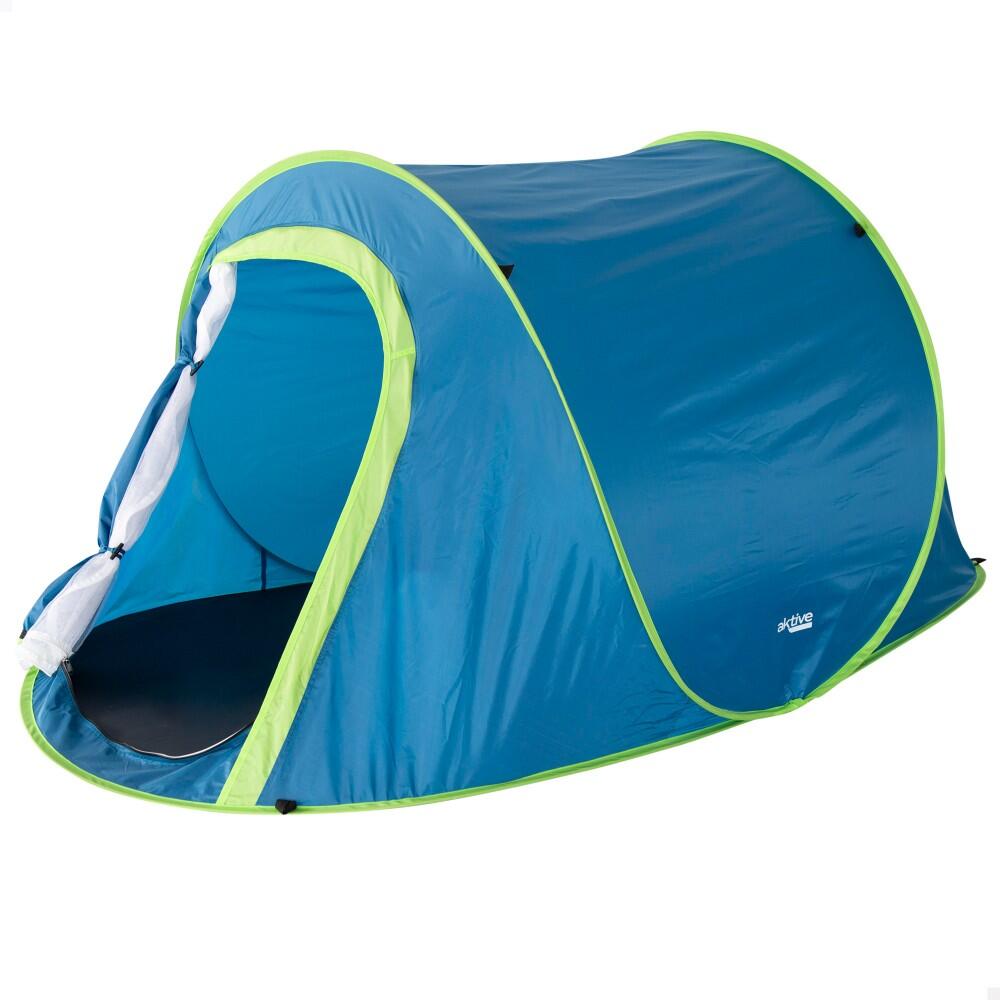 Aktive - Tente Pop Up Aktive Pour 2 Personnes Avec Double Toit Et Moustiquaires - Tente - Bleu - 2 Places - Decathlon