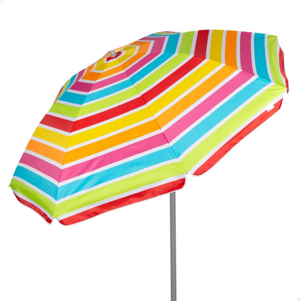 AKTIVE Aktive Guarda-chuva de praia inclinável riscas multicoloridas 200 cm UV50