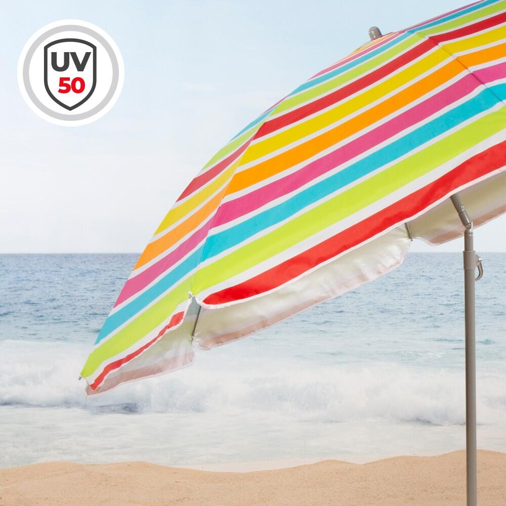 Parasol de plage 8 mâts 200 cm couleurs rayées Aktive 3/7